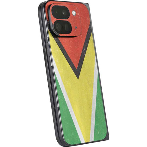 Guyana Flag Distressed Google Pixel 9 Pro Fold Skin